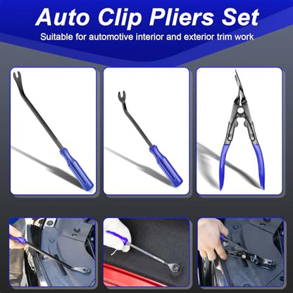 Doaho 238Pcs Trim Removal Tool,Fastener Remover Plastic Pry Tool Kit,Adhesive Cable Clips Auto Push Pin Bumper Retainer Clip Set with Storage Bag for Panel,Radio,Stereo,Audio,Dash, Window - color: Blue-238pcs Trim Removal Tools