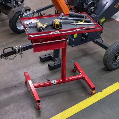 Titan Distributors Inc Adjustable Rolling Work Table with Tool Drawer Workstation for Shops Garages and Warehouses