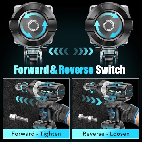 3/4" Cordless Impact Wrench, 1549Ft-lbs(2100N.m) Brushless Impact Gun, 2x6.0Ah Batteries, Max 5100RPM with Reverse Auto-Stop & LED Light for Car Truck Lug Nuts, Auto Repair, Industrial & DIY