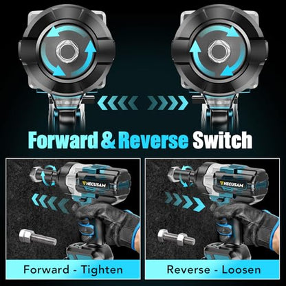 3/4" Cordless Impact Wrench, 1549Ft-lbs(2100N.m) Brushless Impact Gun, 2x6.0Ah Batteries, Max 5100RPM with Reverse Auto-Stop & LED Light for Car Truck Lug Nuts, Auto Repair, Industrial & DIY