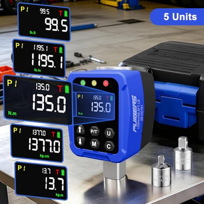 Digital Torque Wrench Adapter 1/2" Drive 5-99.5 Ft.lb/6.75-135NM, Electronic Torque Adapter with 1/4” & 3/8” Converters LCD Display ±1% Accuracy for Bike Car & Motorcycle Maintenance DIY - size: 1/2" 5-99.5 FT.LB Digital Torque Adapter