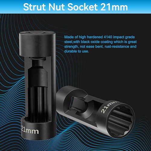 Suspension Socket Tool - 18mm, 19mm, 21mm, 22mm, 24mm Strut Nut Socket, Easy Remove Strut Nuts, 12Pt Vm Number 3353 Accessory (21mm) - color: 21mm