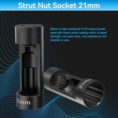 Suspension Socket Tool - 18mm, 19mm, 21mm, 22mm, 24mm Strut Nut Socket, Easy Remove Strut Nuts, 12Pt Vm Number 3353 Accessory (21mm) - color: 21mm