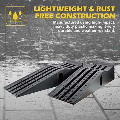 MaxxHaul 50515 6.25" Lift Car Ramps, 2-Pack – 6, 500lb GVW, Deep Grooved Surface for Stable Tire Placement, Heavy-Duty, Black