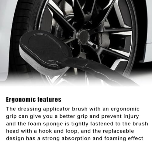 Tire Shine Applicator Brush, Car Detachable Tire Wax Foam Applicator Pad with Curved Handle, High-Density Tire Dressing Applicator Sponge Brush Car Tire Detailing Cleaning Accessories - size: 1PC