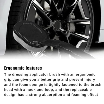 2PCS Tire Shine Applicator Brush, Car Detachable Tire Wax Foam Applicator Pad with Curved Handle, High-Density Tire Dressing Applicator Sponge Brush Car Tire Detailing Cleaning Accessories - size: 2PCS