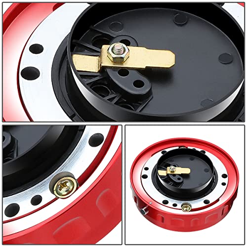 J2 Engineering J2-QR-ZTL-9070-RD Aluminum Low Profile Twist Lock Quick Release Steering Wheel Hub Adapter Kit 6 X 70mm / 6 X 74mm Bolt Pattern,Red