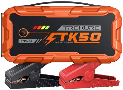 TREKURE Portable Car Jump Starter 8000A 26800mAh, Car Battery Jump Starter for All Gas and 12L Diesel Engines, Battery Jumper, Portable Jump Box Car Battery with Fast Charge, LED Light - Orange - color: Orange