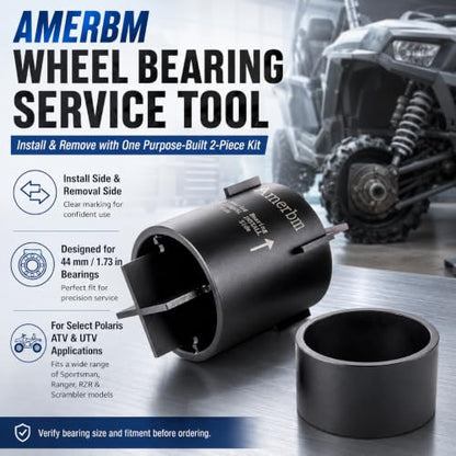 Wheel Bearing Press Tool for Polaris RZR Ranger Sportsman 40mm 44mm | Tabs lock into knuckle grooves, pressing the outer race only &Fits 40mm & 44mm bearings, front & rear, RZR Ranger Sportsman