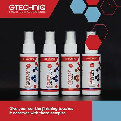 Gtechniq Smart Sample Car Care Kit (10-Piece) 1.69 fl oz Bottles | Gift Set with Shampoo, Detailer, All-Purpose Cleaner, Glass Polish, Water Spot Remover & More in Presentation Gift Box
