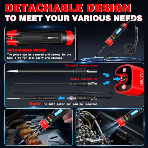 AWBLIN 4-75V DC Automotive Test Light with Buzzer Sound, LCD Digital Light Tester with Voltmeter, Heavy Duty Circuit Tester with Illumination, Fuse Voltage Tester Auto Electrical Tool