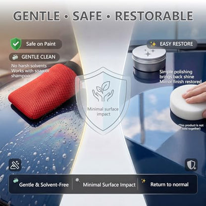 2-Pack Fine Grade Clay Mitt, Premium Clay Infused Auto Detailing Glove Designed to Remove Dirt, Grime, Iron and Surface Contaminants from Paint, Glass, Car Clay Bar Mitt for a Finish