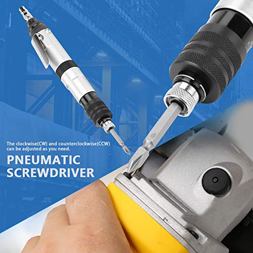 Jectse 1/4" Air Straight Pneumatic Screwdriver,1000RPM Mini Handhold Pneumatic Screwdriver Kit,Industrial Screw Driver Tool