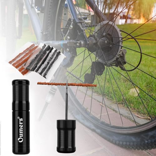 Oumers Tubeless Bike Tire Repair Tool Kit, Bike Tire Punctures with 5PCS Bacon Strips Plus Insertion Tool Tire Repair Fork Reamer - color: 25- 15 Orange, 10 Black
