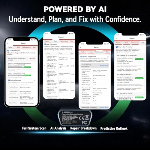 LAUNCH AIOBD Bluetooth OBD2 Scanner - Full System Diagnostics, AI Explains Faults Simply, Parts/Labor/Cost Estimates, Works with iPhone & Android
