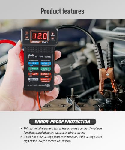 Battery Tester 12v Automotive,Car Accessories Universal Car Battery Tester,Voltmeter with LCD Display and LED Indication,Automotive Replacement,Suitable for Cars,Motorcycles,Trucks,RVs,ATV