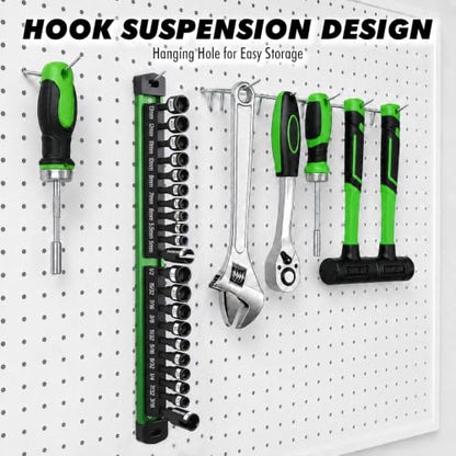 22-Piece Magnetic Nut Driver Set, Metric & SAE (5-13mm & 3/16"-1/2"), 1/4" Hex Shank Impact Bit Set, Wing Nut Driver Bits, Magnetic Aluminum Storage Rail - style: Nut Driver Set with Rail