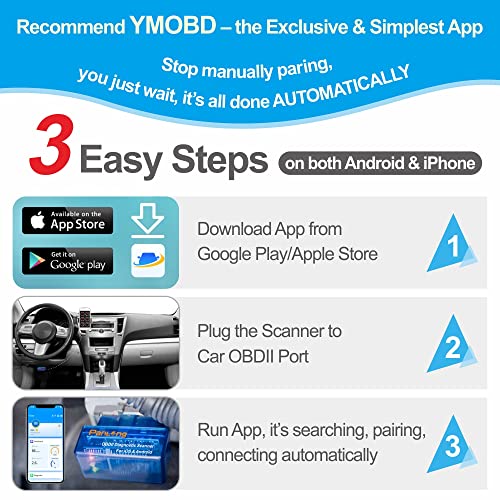 Panlong OBD2 Scanner Bluetooth for iPhone iOS Android OBDII Car Diagnostic Scan Tool Engine Fault Code Reader - style: For iOS Android