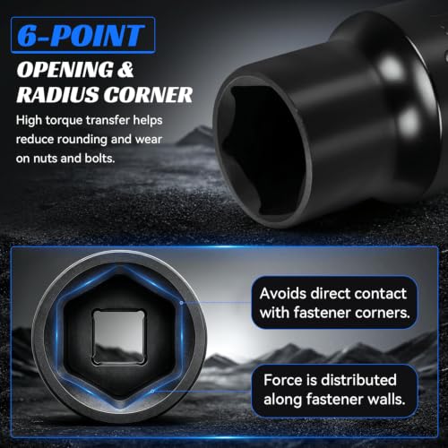 2PCS 13mm Impact Socket 1/2" Drive, 6 Point Metric Shallow Socket, CR-V Steel Heavy Duty Impact Wrench Socket for Automotive Repair - size: 13mm