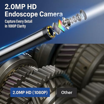 Inspection Endoscope, Industrial Borescope Camera with 4.3" IPS Screen, 1920P HD Snake Camera with 8 LED Lights, 16.5FT Semi-Rigid Cord Bore Scope - Cool Gadgets Tool