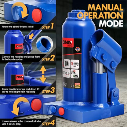 DNA Motoring 2 tons / 4000 lbs Lifting Automotive Welded Hydraulic Bottle Jackfor Sedans Repair, with Manual Handle & Carrying Storage Case, Blue - color: blue, style: 2 ton