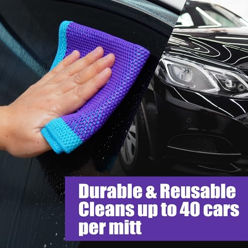 Clay Bar Towel Auto Detailing Claying Cloth - Faster & Effective Rubbing and Cleansing Tool, Smooth Paint Surface Prep for Waxing, Polishing and Sealant (12in x 12in, Purple)