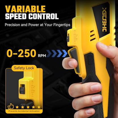 3/8" Cordless Ratchet Wrench for De-WALT 20V Max Battery - 49Ft-Lbs Brushless Motor Electric Ratchet Set with 0-250RPM Variable Speed, 8 Sockets, 3/8" and 1/4" Adapters,3" Extension Bar (Tool Only)