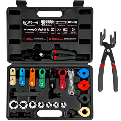 XOOL 26PCS Fuel Line Disconnect Tool Set, Master Quick Disconnect Kit with AC & Fuel Line Pliers, Spring Lock Tools, for Ford GM Chevy Automotive AC Transmission Systems