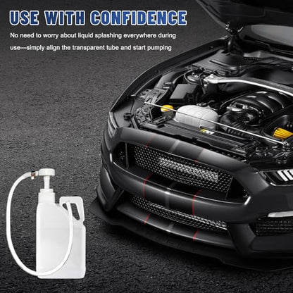 Fluid Pump for Quart Bottles, Transmission & Differential Fluid Hand Pumps with 4cc Per Stroke, Lower Unit Gear Oil Transfer Pump Manual Tool with Flexible Hose, Car Accessories