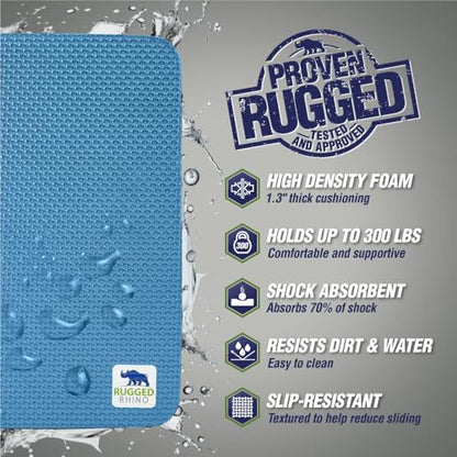 RUGGED RHINO Heavy Duty Patent Pending Kneeling Pad, Shock Absorbent Thick Knee Pads, Holds Up to 300 lbs, Protect Knees from Hard Concrete Surfaces, For Mechanics, Yard Gardening, Gym, Bright Blue - color: Bright Blue