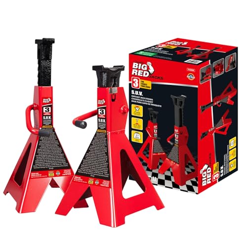 Big RED 3 Ton Jack Stands, 14-20.5 Inch Adjustable Height for Lifting UTV/ATV, Cars, SUV, 6000 lb Capacity, 1 Pair - size: 3 ton SUV