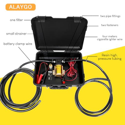 12 V Fuel Gasoline Transfer Pump Kit,Transfers Up to 125 Gallons of Gasoline Diesel Water per hour,Gas Transfer Pump Fit for Vehicles,Boats,Equipment(No Working Temperature During Use) - color: 3 kit-gold