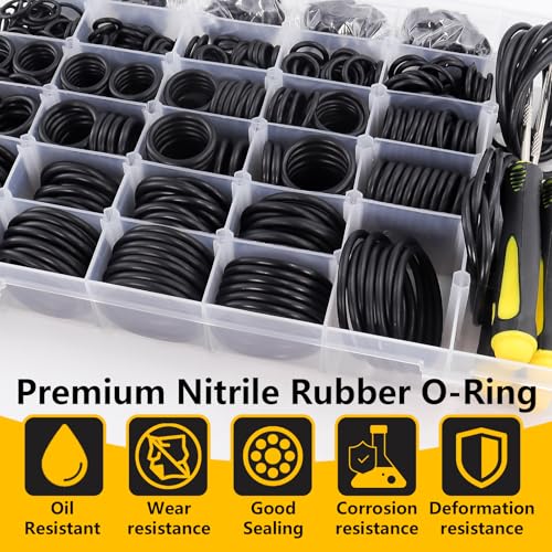 1086 PCS O-Rings Assortment Kit with 4 Pick & Hook Tools - 32 Sizes SAE Buna-N O Ring Set Compliant with AS568 Standards, Ensure Leak-Proof Seals for Hydraulic, Plumbing & Automotive Repairs - style: 1086 PCS O-Rings Kit