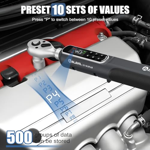 3/8 Drive Digital Torque Wrench, 0.7-44.3 Ft.Lb/1-60 Nm Dual Direction Rachet Wrench with Vibration, Buzzer and LED Alert, Electronic Torque Wrench for Bike Motorcycle Car Repair - size: 0.7-44.3 Ft.Lb/1-60 Nm-3/8"