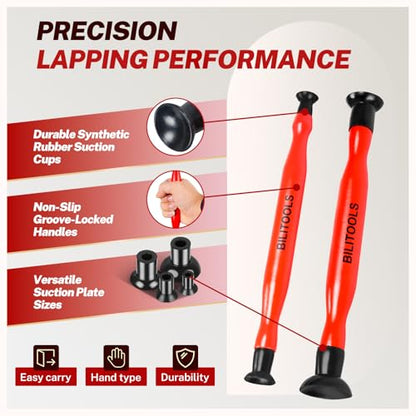 BILITOOLS 2PCS Valve Lapping Kit Valve Grinding Tool with 8 Suction Cups | 4 Sizes Compatibility, For Engine Maintenance - size: 2pcs