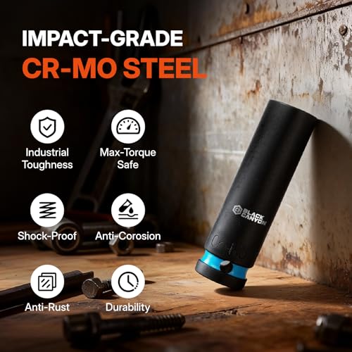 BLACK CANYON 12-Piece 1/2" Drive Deep Impact Socket Set, SAE 6-Point Sockets, Cr-Mo Impact Grade Steel, Heavy-Duty Storage Case for Automotive, Truck & Equipment Repair - size: 12 Piece