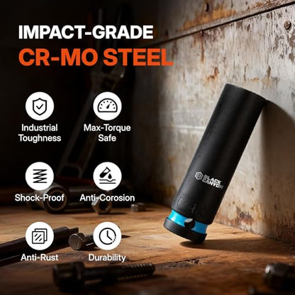 BLACK CANYON 12-Piece 1/2" Drive Deep Impact Socket Set, SAE 6-Point Sockets, Cr-Mo Impact Grade Steel, Heavy-Duty Storage Case for Automotive, Truck & Equipment Repair - size: 12 Piece