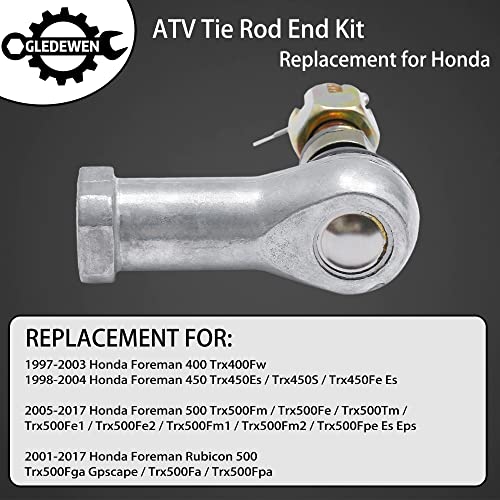 Tie Rod End Kit, Compatible With 1997-2017 Honda Foreman 400/450 / 500 | 2001-2017 Honda Foreman Rubicon 500, Two Sets Ball Joint, ATV Accessories - size: 1997-2017 Honda Foreman