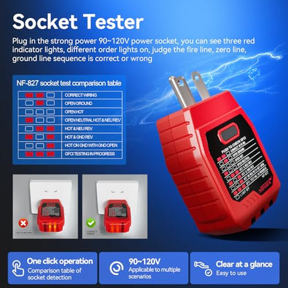 NOYAFA NF-827 Circuit Breaker Finder with 3 Accessories &GFCI Outlet Tester | Quickly Identify 90-120V AC NCV Circuit Breaker Finder Tool Circuit Tracer Tester with Storage Case, Sensitivity Adjustment