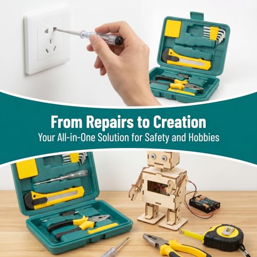 12Piece Household Set Car Toolbox Socket Wrench Auto Repair Combination Package Mixed Tool Set Hand Kit with Plastic Storage Case