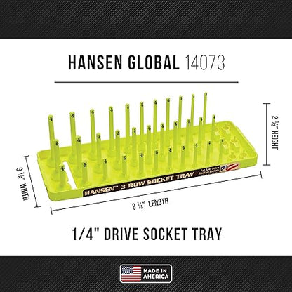 Hansen Global 3 Row Socket Holder, Hi-Viz Yellow, Pack of 6 - color: Hi-viz Yellow