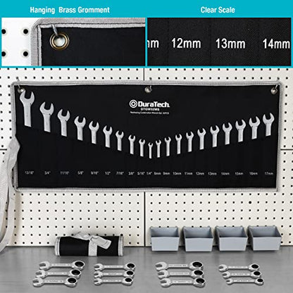 DURATECH 32-Piece Ratcheting Combination Wrench Set, 20 PCS Combo Wrench Set & 12P CS Stubby Wrench Set, SAE & Metric, CR-V Steel, with Rolling Pouch - size: 32-Piece