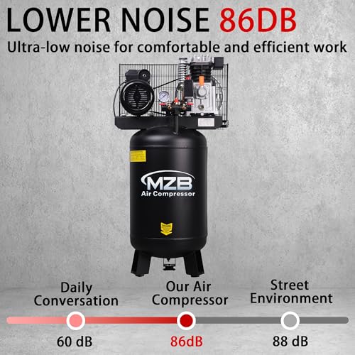 MAX 115PSI Steel Tanks Oil-Free Air Compressor for Spray Painting, Auto Repair, Carpentry Decoration (18.5Gal - Upright) - size: 18.5 Gal - Upright