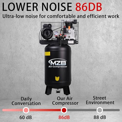 MAX 115PSI Steel Tanks Oil-Free Air Compressor for Spray Painting, Auto Repair, Carpentry Decoration (18.5Gal - Upright) - size: 18.5 Gal - Upright
