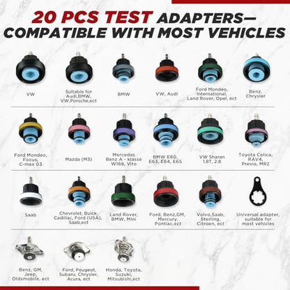 28Pcs Coolant Pressure Tester & Vacuum Refill Kit with Gauge | Used for automobile cooling system inspection; supports radiator water tank leakage detection