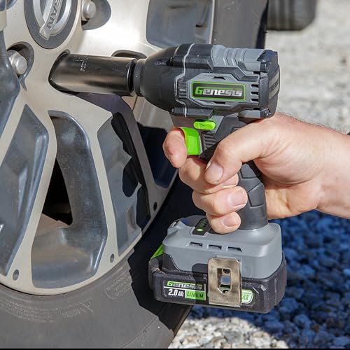 Genesis 20V Brushless Impact Wrench 1/2" 3 Speed with Battery, Charger, 400 ft lbs, 540 N.M Max Torque (GLIW2012BH)