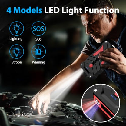 Jump Starter Car Jump Starter Auto Battery Booster Pack 8000A Peak 12V with USB-C Quick Charge,Lithium Jump Box with LED Light(Up to 8.0L Gas or 6.5L Diesel Engine) - color: Balck