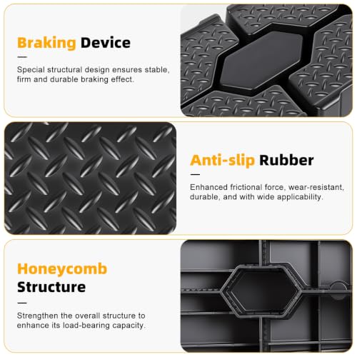 2 Pcs Portable Car Ramps, 5,000 lbs Heavy Duty PP Vehicle Ramps, Low-Profile 17° Incline, Non-Slip Tread, Lightweight Lift for Oil Change & Garage Maintenance Black
