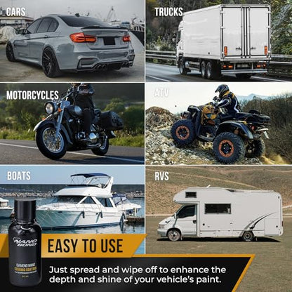 Nano Bond Ceramic Coating 9H PRO (60ML), Car, Plastic, Glass, and Wheel Exterior Care Product kit, Hydrophobic, Long Lasting Professional Care, High Gloss Paint Shine, Automotive Polishing Sio2 - size: 60ml Kit
