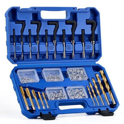 Orion Motor Tech 172pc Thread Repair Kit, Metric Thread Restorer Kit with HSS Drill Bits Taps Inserts Breakoff Installation Tools, Auto Rethreading Restorer Tool Kit in M5 M6 M8 M10 M12 Sizes - size: Metric Set